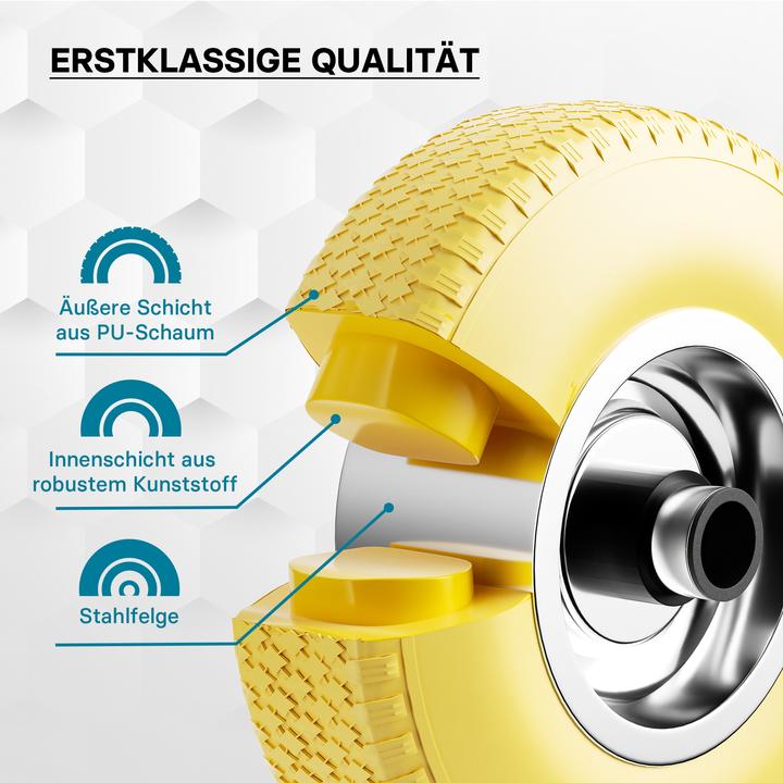 Produktbild Wiltec Schubkarren PU Rad 3.00-4 130kg Vollgummi Polyurethan Reifen pannensicher