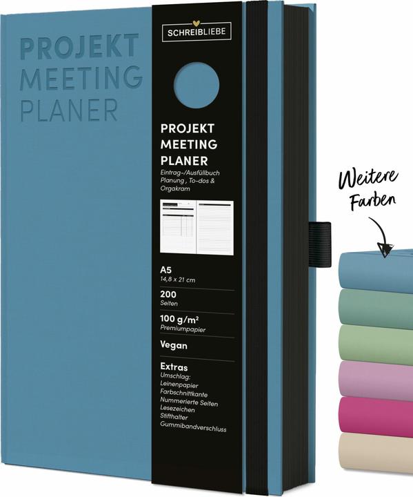 Projekt-Meeting-Planer Aqua (A5, Plain, Hardcover)