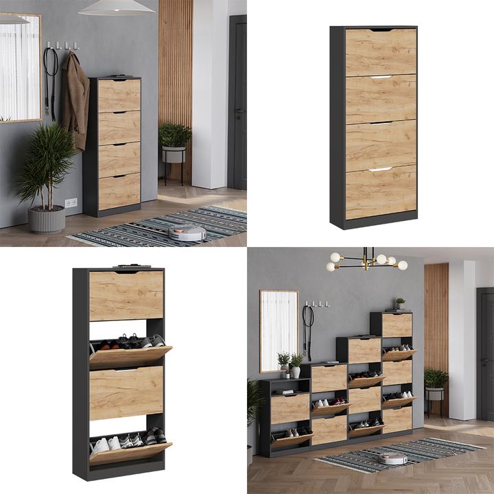 Produktbild Vicco Schuhkipper Luca, Anthrazit/Goldkraft Eiche, 59 x 137 cm mit 4 Fächern