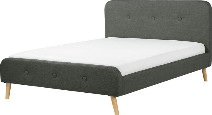 Actual product image Beliani Upholstered bed linen look grey slatted frame 140 x 200 cm RENNES (140 x 200 cm)