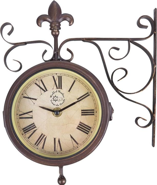 Produktbild Esschert Design Gartenuhr Bahnhof mit Thermometer 25 x 28.5 cm, Beige/Braun (25 cm)