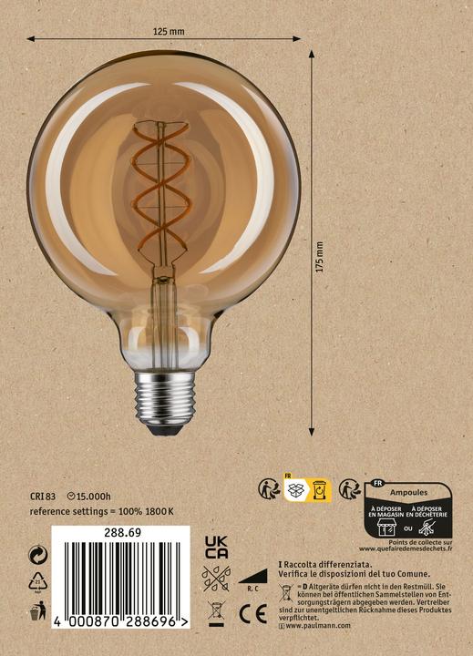 Produktbild Paulmann 1879 Filament Globe (E27, 4 W, 230 lm, 1 x)