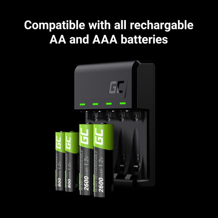 Productafbeelding GreenCell VitalCharger Set met 2x AA 2000mAh & 2x AAA 800mAh Batterijen (4 Pcs., AAA, AA, 2000 mAh, Batterij)