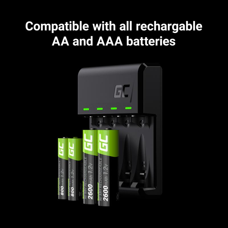 Thumbnail - GreenCell VitalCharger Set with 2x AA 2000mAh & 2x AAA 800mAh Batteries (4 Stk., AAA, AA, 2000 mAh, Akku), Akku Ladegerä...