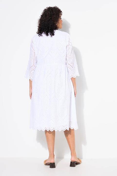 Produktbild Ulla Popken Midikleid, Lochspitze, Tunika-Ausschnitt, 3/4-Arm (54)