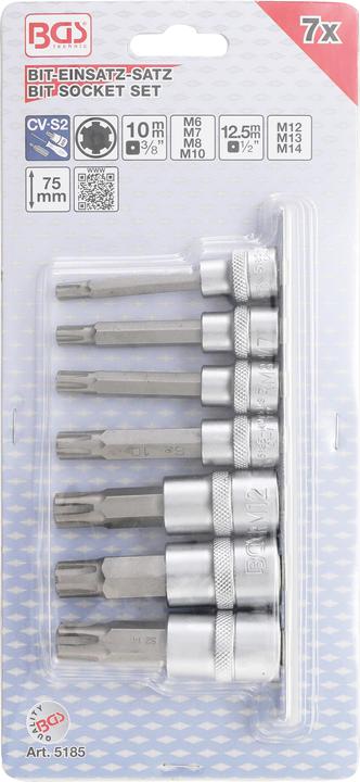 Actual product image BGS Bit Socket Set | 10 mm (3/8") / 12,5 mm (1/2") Drive | Spline (for RIBE) M6 - M14 | 7 pcs. (10 mm (3/8"), 12.5 mm (1/2"))