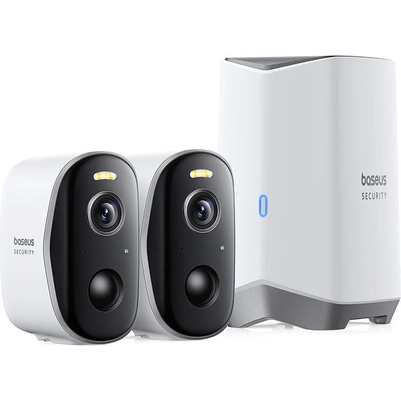 Baseus N1 2K Outdoor Camera Set of 2 (White), Netzwerkkamera, Weiss
