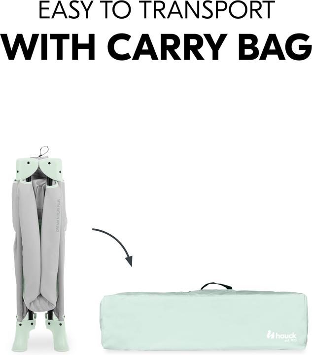 Productafbeelding Hauck Dream N Play Plus Travel Crib, dusty mint + Sleeper Mattress, 60 x 120 cm, Grey (60 x 120 cm)