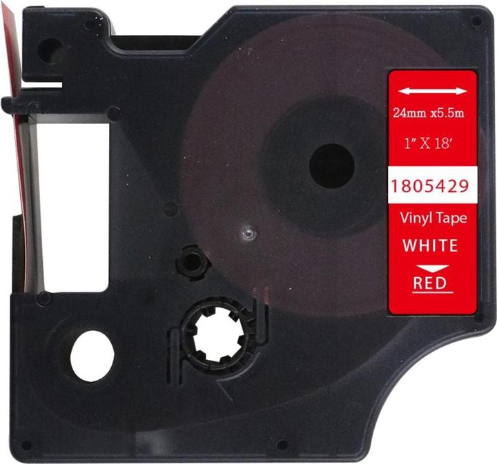 Immagine prodotto Hermex Alternatives Etikettenband zu Dymo 1805429 Vinyletiketten (2.40 cm, Bianco, Rosso)