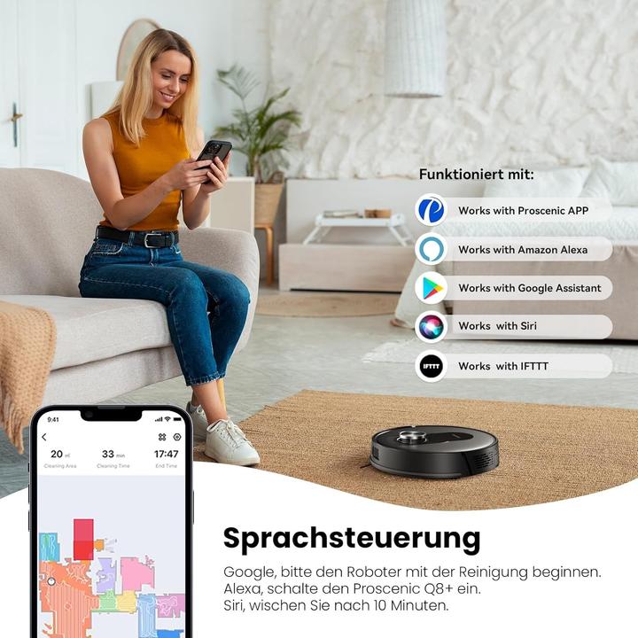 Produktbild Proscenic Aspirapolvere Robot (6000 Pa, Wischtuch)