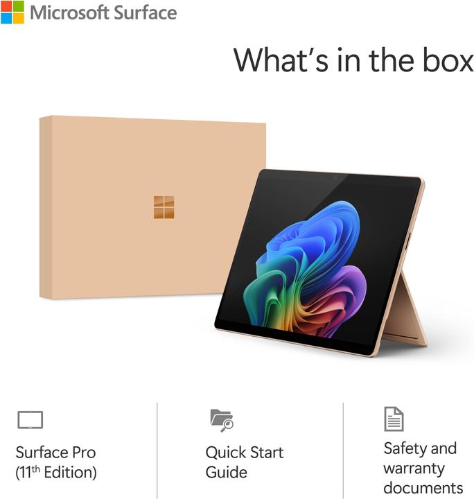 Actual product image Microsoft Surface Pro - Copilot+ PC (power supply sold separately) - 11th Edition (13", Snapdragon X Elite X1E-80-100, 16 GB, 1000 GB, Without keyboard layout)