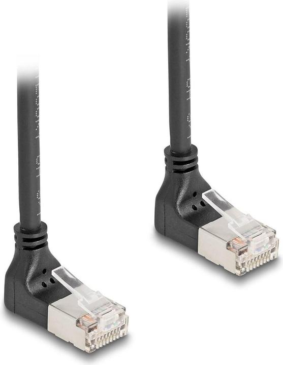 Actual product image Delock RJ45 network cable Cat.6A S/FTP Slim 90° top / top (S/FTP, CAT6a, 1 m)
