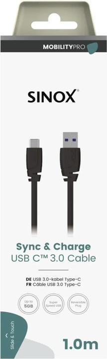 Produktbild Sinox PRO USB C til USB A kabel. 1m. Sort (1 m, USB 3.2 Gen 1, 15 W)