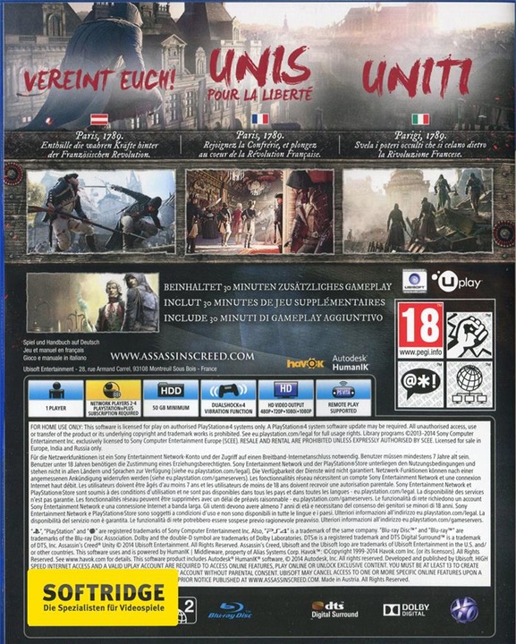 Produktbild Ubisoft Assassin's Creed: Unity (PS4, Multilingual)