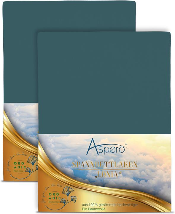 Actual product image Aspero 2 x fitted sheets made from organic cotton (180 x 200 x 35 cm)