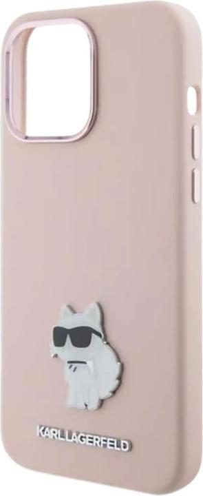 Actual product image Karl Lagerfeld KLHCP15LSMHCNPP iPhone 15 Pro 6.1" różowy/pink Silicone Choupette Metal Pin (Apple iPhone 15 Pro)