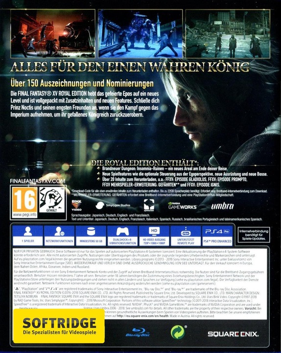 Produktbild Square Enix Final Fantasy 15 - Royal Edition (PS4)