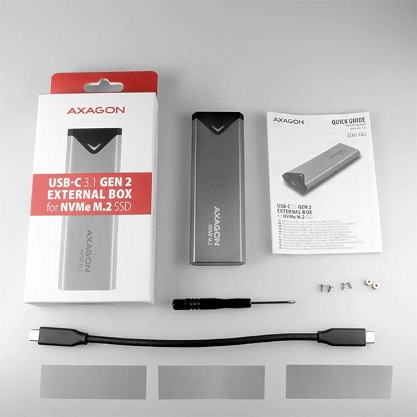Actual product image Axagon EEM2-UG2 - SSD Enclosure - M.2 - M.2,PCI Express - 10 Gbit/s - USB Connectivity - (M.2)