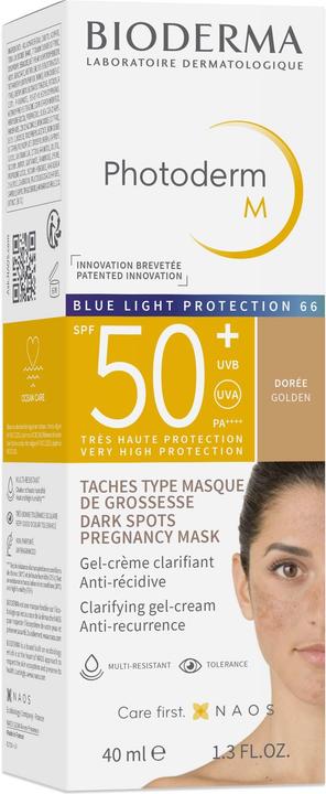 Actual product image Bioderma Photoderm M SPF50+ dorée (Sun cream face, SPF 50, 40 ml, 150 g)