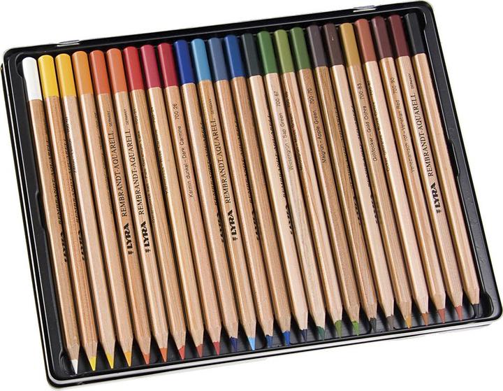 Produktbild Lyra Metal box with 24 REMBRANDT AQUARELL Colouring Pencils asst'd (24x)