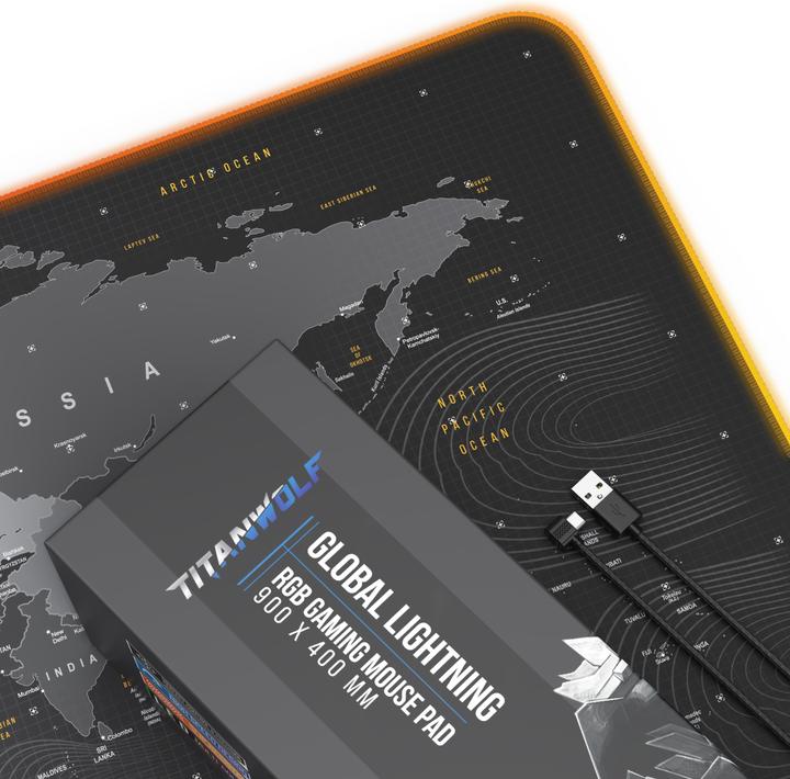 Actual product image Titanwolf Gaming Mouse Pad, XL RGB Mouse Pad 900 x 400 mm, improves precision & speed (XXL)