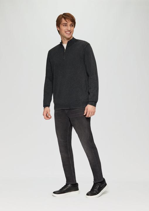 Produktbild S.Oliver Strickpullover Gewaschener Baumwollpullover mit Reissverschlusskragen (S)