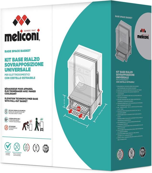 Immagine prodotto Meliconi Base Space Basket 656143 - Kit di graffette - Apparaatverhoger met uitschuifbare draadmand