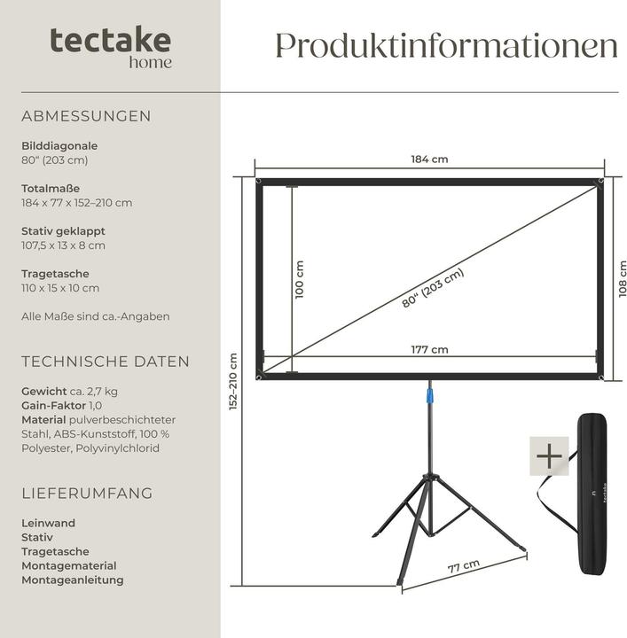 Produktbild tectake Cinema (80", 16:9)