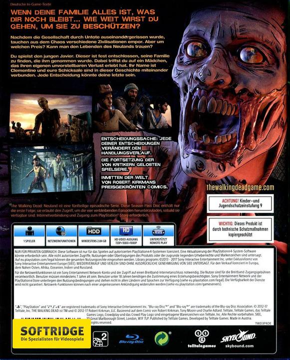 Produktbild Telltale Games The Walking Dead: A New Frontier - Season Pass Disc (PS4, EN)