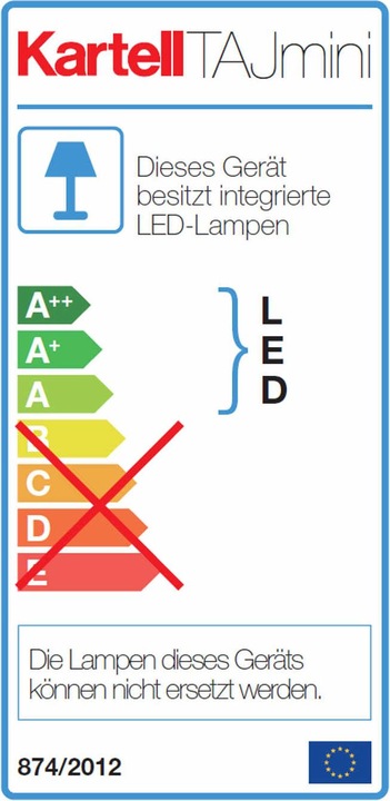 Label énergétique Kartell Taj Mini Led lampe de table