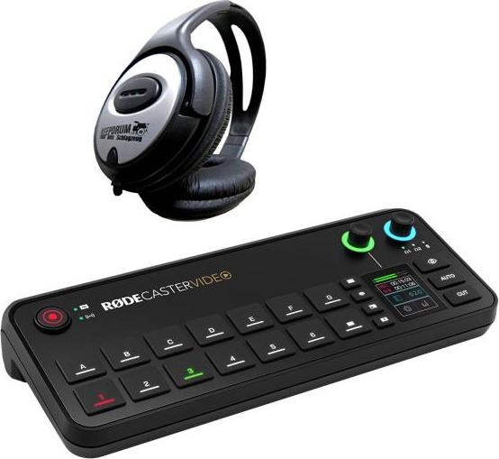RØDE Rodecaster Video Produktions-Konsole mit Kopfhörer
