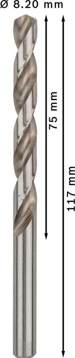 Actual product image Bosch Professional Zubehör PRO Metal HSS-G twist drill, 8.2 x 75 x 117 mm (8.2 mm)
