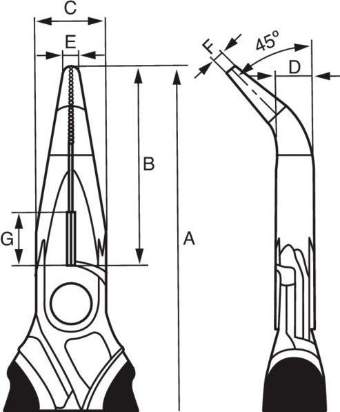 Produktbild Bahco ERGO Flachrundzangen mit Öffnungsfeder, Zwei-Komponenten-Griffen und um 45° abgewinkelter Spitze (200 mm)