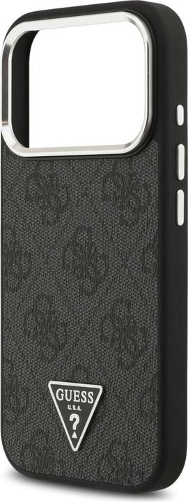 Produktbild Guess Case Magsafe 4G PU Leather Case With Triangle Logo And Silver Metal Camera Frame For iPhone 17 (Apple iPhone 17 Pro)