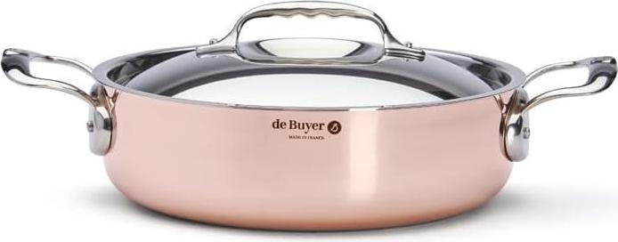 Produktbild de Buyer Inocuivre Bratentopf mit Deckel (Bräter + Schmortopf, Edelstahl, Kupfer, 24 x 7.50 cm)