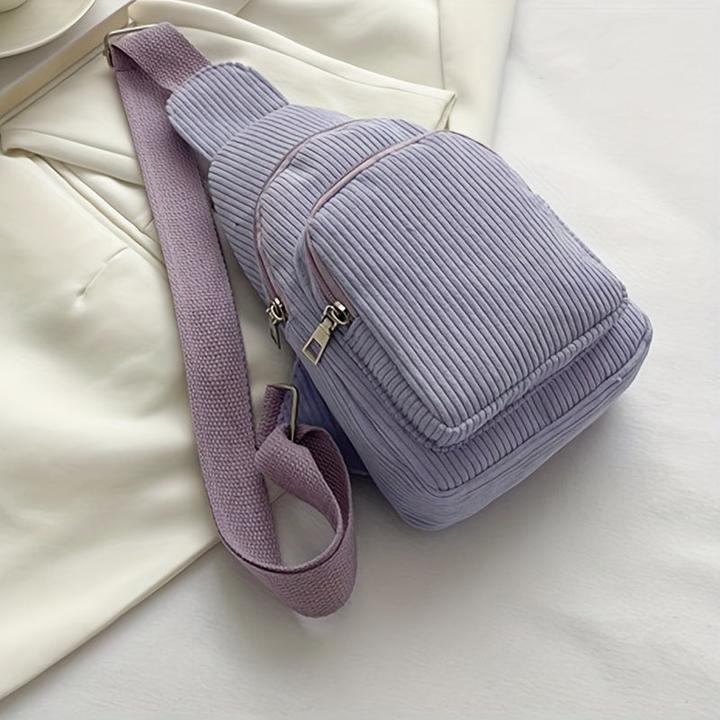 Only-Bags.Store Schicke schwarze Cord-Crossbody-Tasche - lässige Gürteltasche mit Reissverschluss, perfekt für