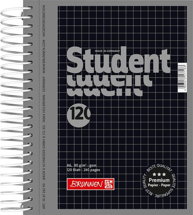 Image du produit Brunnen Collegblock Student Premium (A6, Quadrillé, Non contraignant)