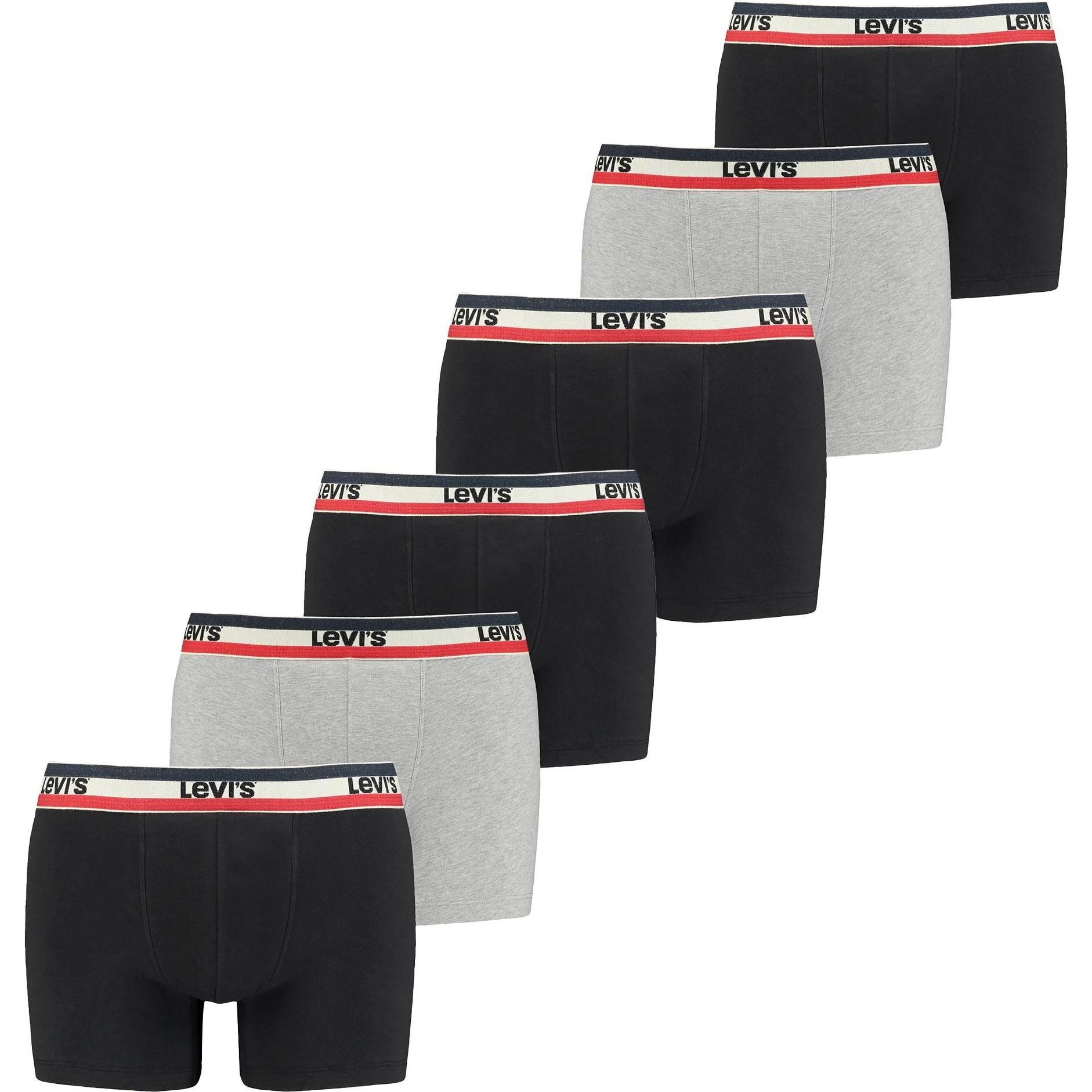Levis, Herren, Unterhosen, Boxershort Casual Stretch MEN SPRTSWR LOGO BOXER BRIEF 3P, Mehrfarbig, (XXL, 6er Pack)