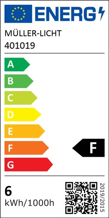 Energie-Label Müller Licht LED Lampe mit 12 Watt, E27, kaltweiss, 1055 Lumen (E27, 10.50 W, 1055 lm, 1 x, F)