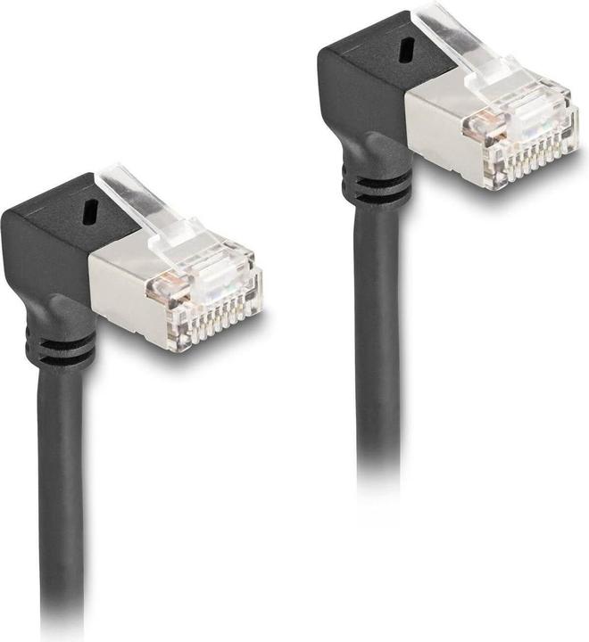 Produktbild Delock RJ45 Netzwerkkabel Cat.6A S/FTP Slim 90° unten / unte (S/FTP, CAT6a, 0.25 m)