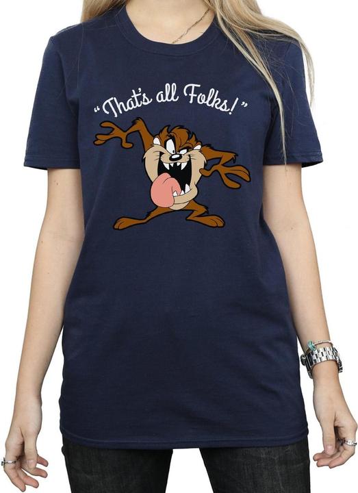 Actual product image Looney Tunes Womens/Ladies That's All Folks Taz Cotton Boyfriend T-Shirt (XL)