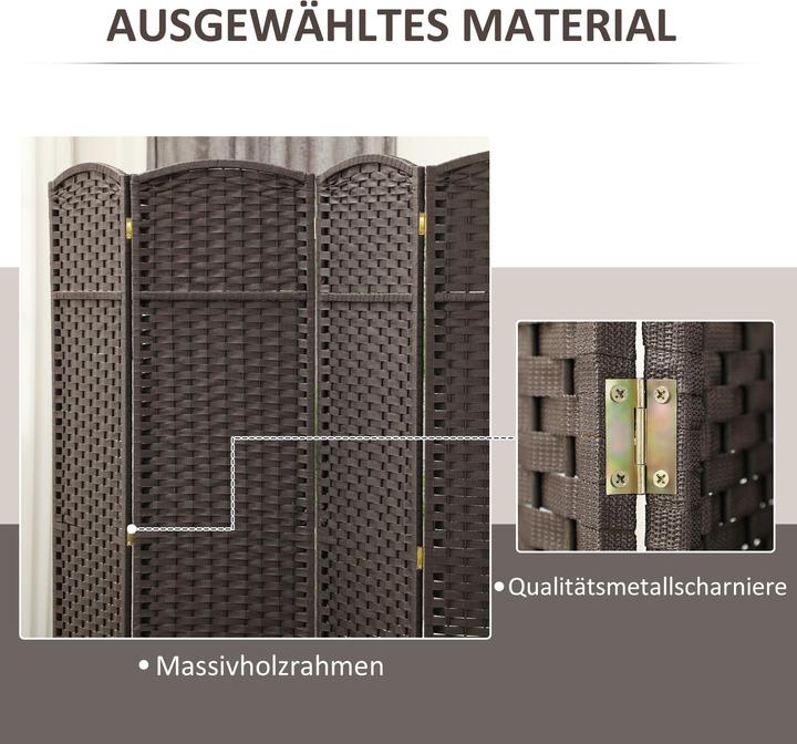 Actual product image Homcom Paravent Polypropylen, Kiefernholz Braun