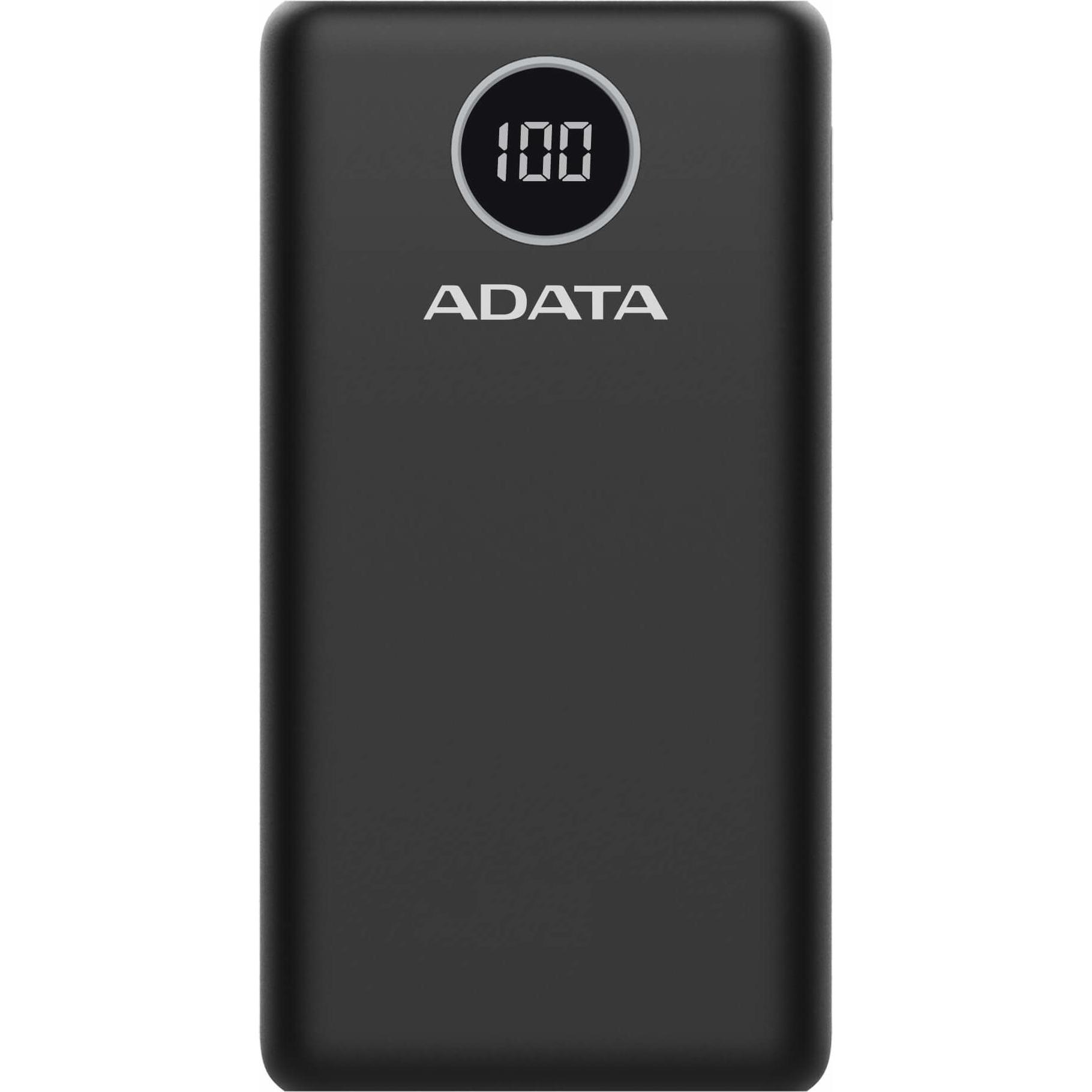Thumbnail - Adata Power Pack P20000QCD Schwarz (20000 mAh, 18 W, 74 Wh), Powerbank, Schwarz