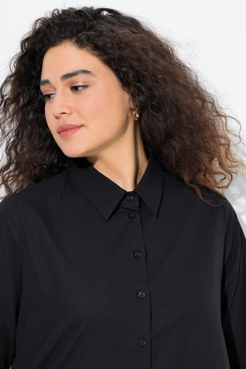 Produktbild Ulla Popken Bluse, Volantsaum, A-Linie, Hemdkragen, Langarm (54)