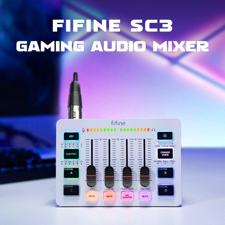 Actual product image Fifine Gaming Audio Mixer SC3, 4-channel