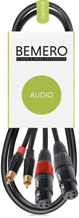 Image du produit Bemero BAC2544-75BK Câble de connexion audio 2x RCA mâle - 2x XLRf 0.75m noir (0.75 m, Câbles Cinch, Câbles XLR)