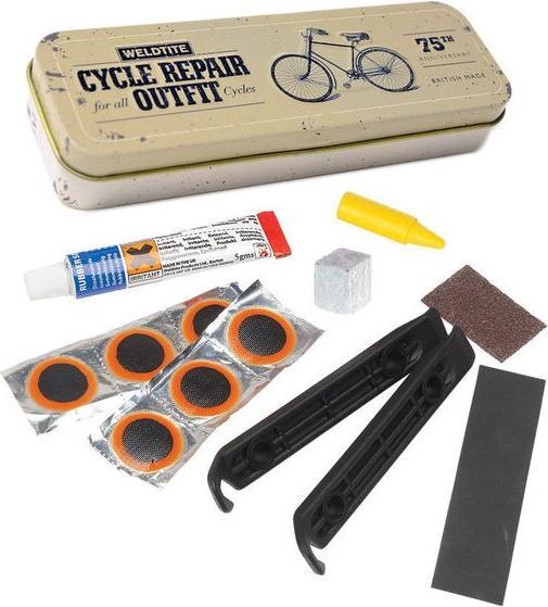 Weldtite Kit réparation crevaison vintage rétro avec outils 75ème anniversaire