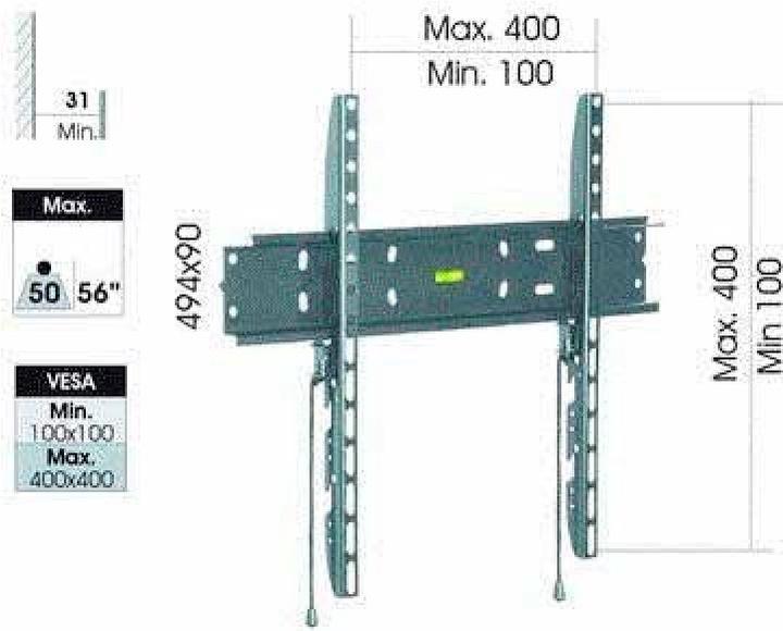 Image du produit Barkan Support mural WH E30, 29"-65". (Mur, 30 kg, 19" - 65")
