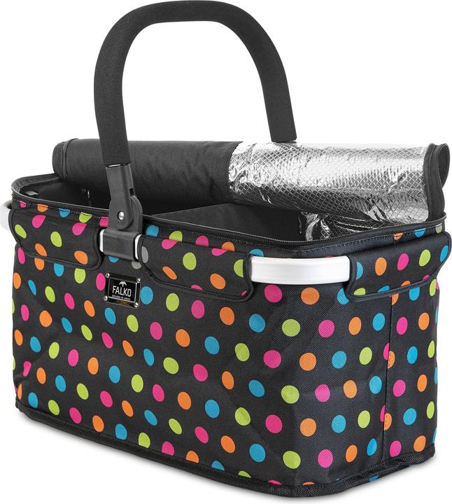 Genius Winkelmand Falko Duo, zwart met bonte stippen stof zwart/bonte print