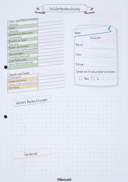 Produktbild Betzold Schüler-Beobachtungsblock DIN A4, 80 Blatt (A4)